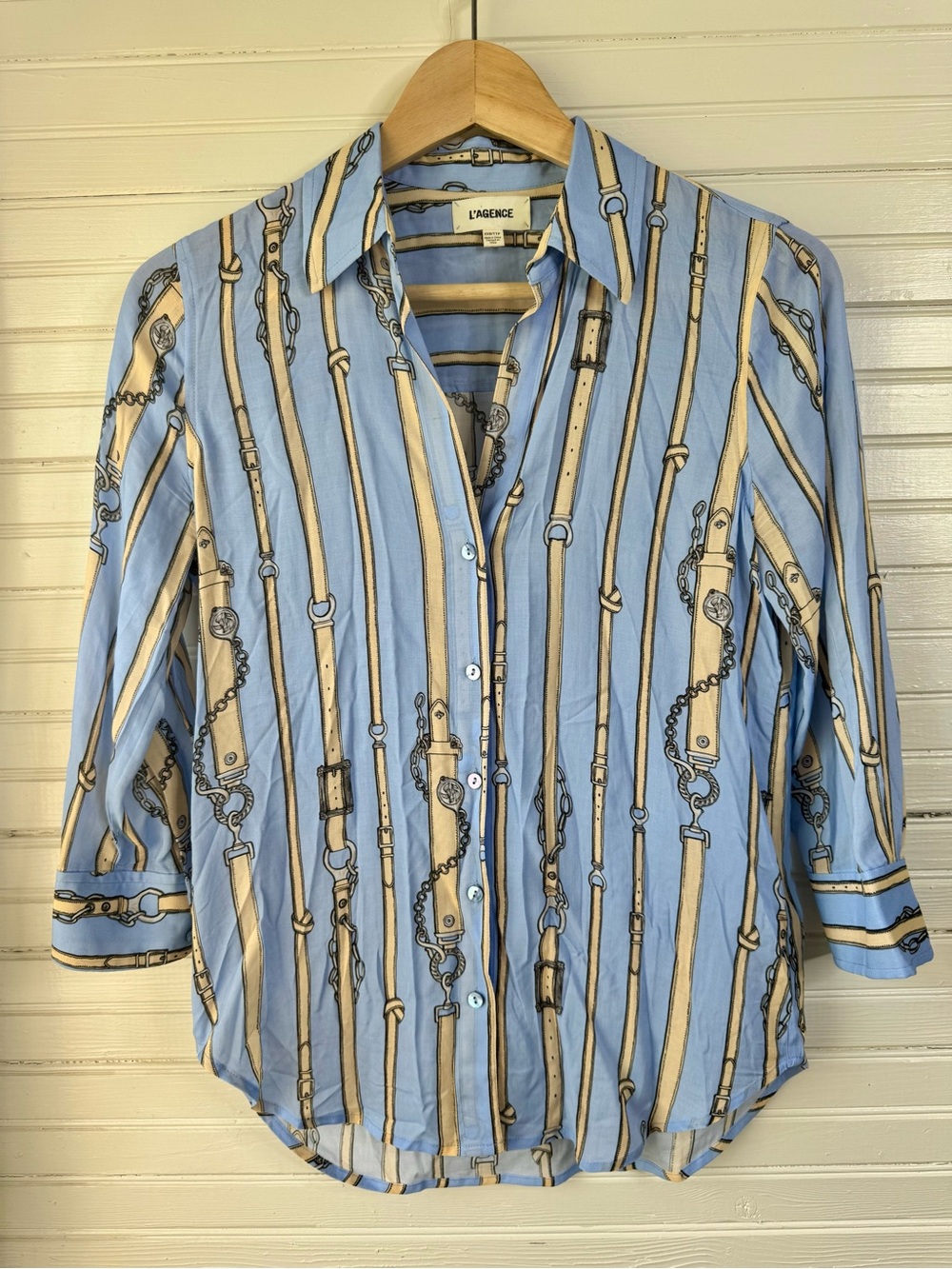L’AGENCE Camille Belt Print Blouse